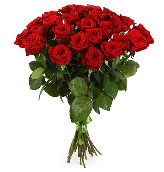 Букет 25 красных роз 60/70 см - фото 7983