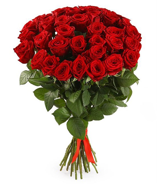 Букет 35 красных роз 60/70 см - фото 8020