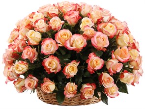 Букет 101 роза Кабаре в корзине