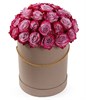 35 роз Дип Перпл в шляпной коробке - фото 8025