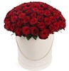 из 101 красной розы Ред Париж в шляпной коробке - фото 8358