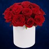 19 красных роз в шляпной коробке - фото 8867